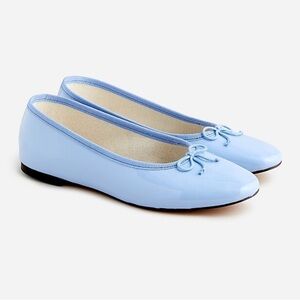 NWT J Crew Icy Blue Zoe ballet flats in Italian patent leather SZ 9 pastel cute!